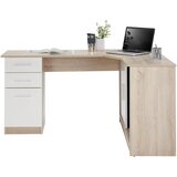 Venda kotna pisalna miza leseni material bela, barve hrasta | Shoptok.si