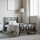  The Living Store Kovinski posteljni okvir z vzglavjem in vznožjem črn 90x190 cm - Posteljni Okvir, (21450673) | Shoptok.si
