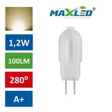 MAX-LED led žarnica - sijalka G4 1,2W 12V toplo bela 3000K 1:1 max-led