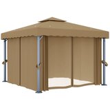 Sjenica sa zastorom 3 x 3 m smeđe-siva aluminijska | shoptok.hr