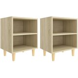  Noćni ormarići s drvenim nogama 2 kom boja hrasta 40x30x50 cm Smeđa | shoptok.hr
