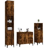  3-dijelni set kupaonskih ormarića boja dimljenog hrasta drveni | shoptok.hr