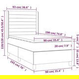  Box spring postelja z vzmetnico LED krem 90x190 cm blago, (20901224) | Shoptok.si