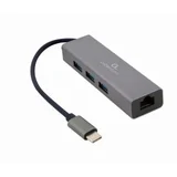 station GEMBIRD USB adapter Type-C Gigabit ethernet 3-port + USB hub 3.1 A-CMU3-LAN-01