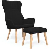  Stolica za opuštanje s tabureom od tkanine crna | shoptok.hr