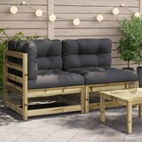 Maison Chic Vrtni kavč - Zunanji kavč dvosed z blazinami impregnirana borovina, (22041788) | Shoptok.si
