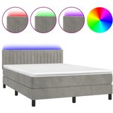  box spring s madracem LED svjetlosivi 140x200 cm baršun | shoptok.hr