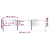  Vrtna ograda s vrhom koplja Čelik 537x150 cm Crna | Eponuda.com