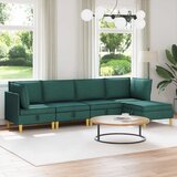  Set namještaja za dnevni boravak 5 pcs Tamnozelena Tkanina | shoptok.hr