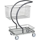 Kongamek Nakupovalni in transportni voziček C-LINE, z 2 kromiranima mrežastima košarama, višini nivojev 160, 580 mm | Shoptok.si