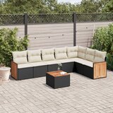 Maison Chic Seti vrtnega pohištva - Vrtna garnitura - Vrtni pohištvo set 8-delna z blazinami črn poli ratan, (21799731) | Shoptok.si