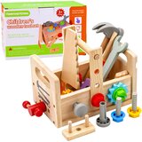  Wooden Toolbox Set for Children with Gears and Nuts Cene