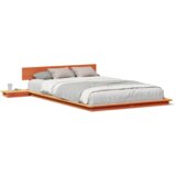  Okvir kreveta s noćnim ormarićima Voštano smeđa 135x190cm Masivna borovina | shoptok.hr