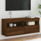 vidaXL Stenska TV omarica z LED lučkami rjavi hrast 100x30x40 cm Cene