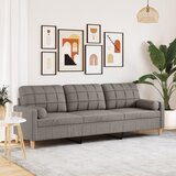  Trosjed s ukrasnim jastucima smeđesivi 210 cm od tkanine | shoptok.hr