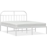 Maison Chic Kovinski Posteljni okvir - Dvoposteljna postelja - Zakonska postelja z vzglavjem bel 140x190 cm, (21693110) | Shoptok.si