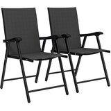  Set od 2 sklopive vrtne stolice s visokim naslonom i naslonima za ruke čelik Texteline 58 x 62 x 97 cm crna Cijene