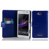 Cadorabo Ohišje, združljivo z Sony Xperia C v mornarsko modra - Zaščitni ovitek iz teksturiranega umetnega usnja in žep za kartice, (20558667) | Shoptok.si