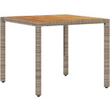  The Living Store Vrtna miza z leseno mizno ploščo siva 90x90x75 cm poli ratan - Vrtna Miza, (21455545) | Shoptok.si