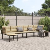 vidaXL 4-dijelni set vrtnih sofa s jastucima čelik obložen prahom crni Cijene