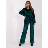 Fashion Hunters Dark green velour set with shirt