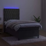 vidaXL Krevet box spring s madracem LED tamnosivi 90x190 cm baršun | shoptok.hr
