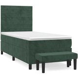 vidaXL Box spring postelja z vzmetnico temno zelen 90x190 cm žamet, (20901451) Cene