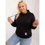 Fashion Hunters Black cotton sweatshirt plus size kangaroo