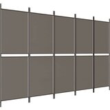 Sobna pregrada s 5 panela antracit 250 x 180 cm od tkanine | shoptok.hr