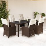  7-dijelni vrtni bistro set od poliratana s jastucima smeđi | shoptok.hr