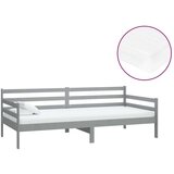  Dnevni ležaj s madracem 90 x 200 cm sivi od masivne borovine | shoptok.hr