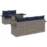 vidaXL Vrtna sedežna garnitura z blazino 6 pcs Siva poli ratan, (5000142810) | Shoptok.si
