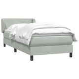 vidaXL Box spring postelja z vzmetnico svetlo siv 90x220 cm žamet | Shoptok.si