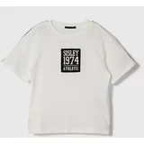 Sisley Otroška bombažna kratka majica bela barva