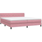  s oprugama i madracem LED ružičasti 180x210 cm baršunasti | shoptok.hr