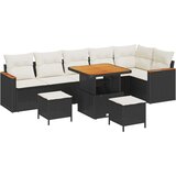 9-dijelni vrtni kauč set s jastučićima crni poli ratan akacija 3-dijelni vrtni set za objedovanje s jastučićima crni poli ratan | shoptok.hr
