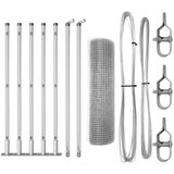 vidaXL varjena žična ograja s 7 flanged stebri 0.4x10 m pocinkano jeklo | Shoptok.si
