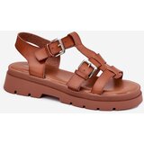 Boto Ladies Eco Leather Sandals With Buckles Camel Jeneliena | shoptok.hr