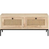 Maison Chic Klubska mizica - kavna mizica - Nizka mizica 90x50x37 cm trden mangov les in naravni trst, (21753499) Cene