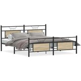 vidaXL Kovinski posteljni okvir brez vzmetnice sonoma hrast 160x200 cm | Shoptok.si