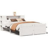 vidaXL Knjižna postelja brez vzmetnice bela 150x200 cm trdna borovina | Shoptok.si