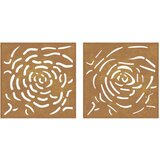 vidaXL Vrtni zidni ukrasi 2 kom 55 x 55 cm čelik COR-TEN uzorak ruže | shoptok.hr