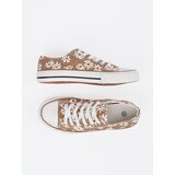 Shelvt Beige women's sneakers with flowers | Shoptok.si