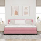 Box spring postelja z vzmetnico in led roza 180x200 cm iz žameta, (22050723) | Shoptok.si