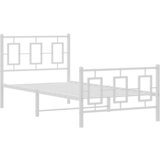 vidaXL Kovinski posteljni okvir z vzglavjem in vznožjem bel 90x200 cm, (21038358) Cene