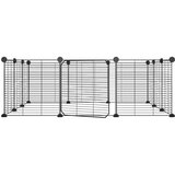  Kavez za ljubimce s 12 panela i vratima crni 35 x 35 cm čelični | shoptok.hr
