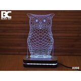 Black Cut 3D Lampa sa 9 različitih boja i daljinskim upravljačem - Sova ( A008 ) | ePonuda.com