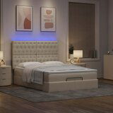 vidaXL Otomanski okvir kreveta s madraca krem 140x200cm od tkanine | shoptok.hr