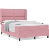  Box Spring Postelja z Blazino Roza 140x190 cm Žamet, (22053016) | Shoptok.si
