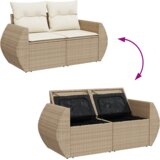 vidaXL 8-delni vrtni kavč set s blazinami bež poli ratan akacija | Shoptok.si